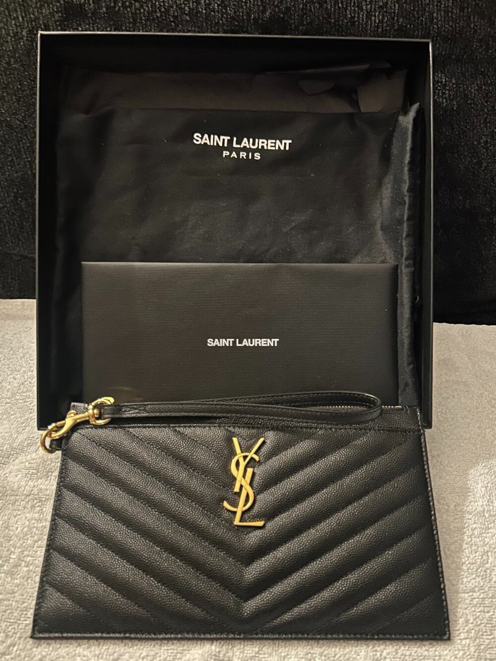 WOMEN 100% AUTHENTIC SAINT LAURENT MONOGRAM MATELASS'E LEATHER POUCH
